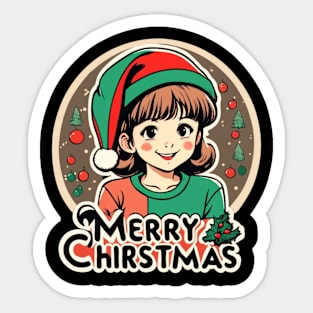 Merry Christmas Anime edition Sticker